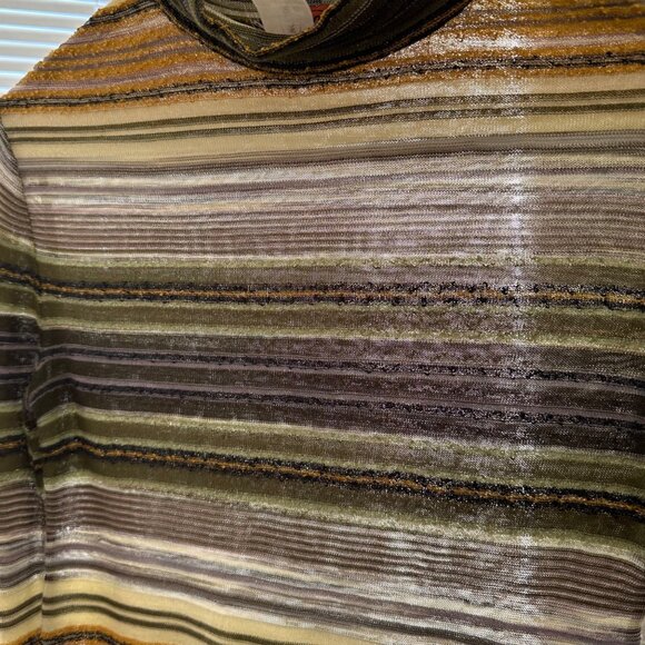 Missoni Striped Mock Neck Long Sleeve Knit Sweater Size 40 Greens Browns Vtg Y2K - Picture 6 of 13